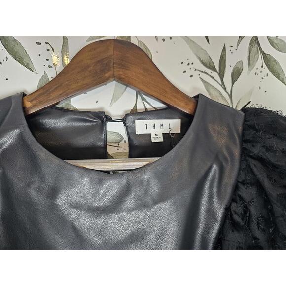 NWT THML Blouse Black Womens Size M Designer - Picture 2 of 6